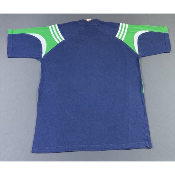 Vintage 90s Adidas Soccer Football V Neck Shirt Sports Hype Rare Medium Blue - Picture 2 of 8